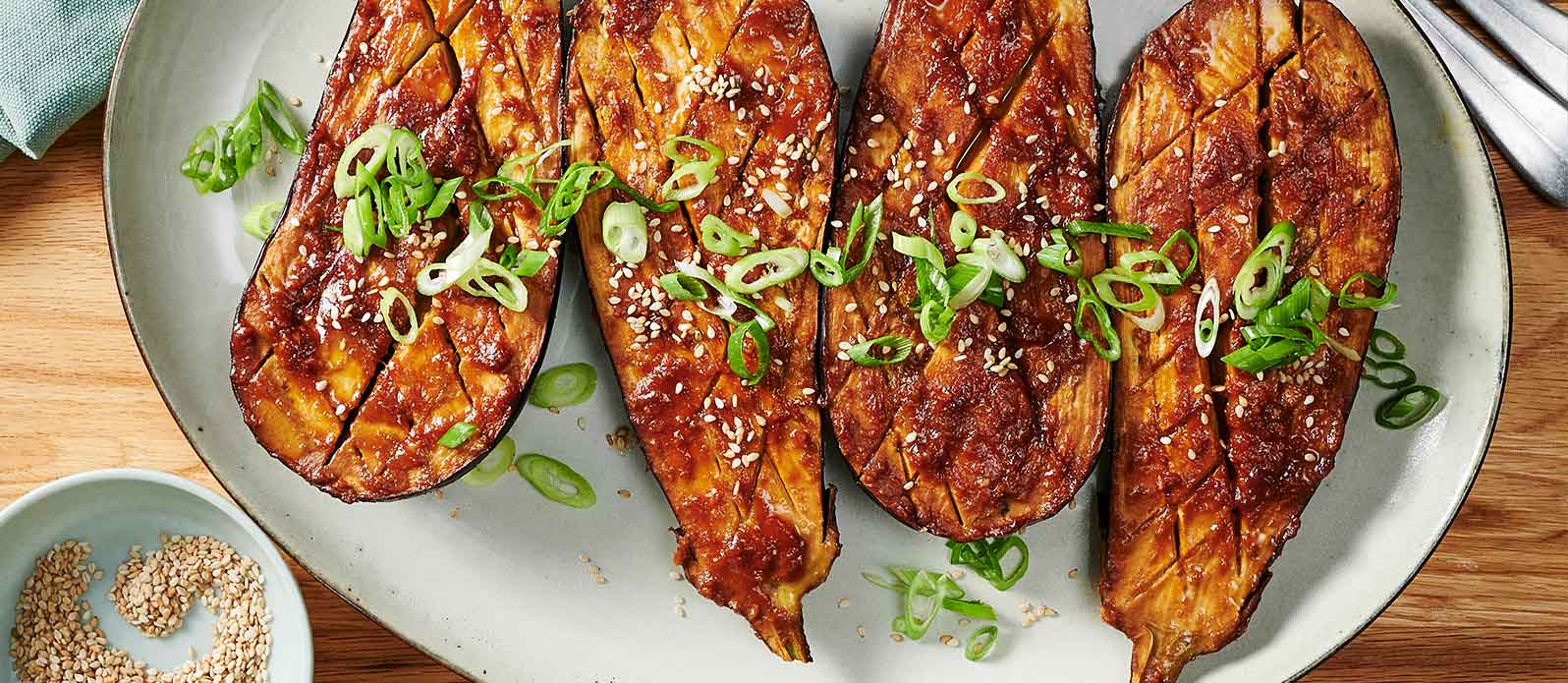 Miso och honungsstekt aubergine