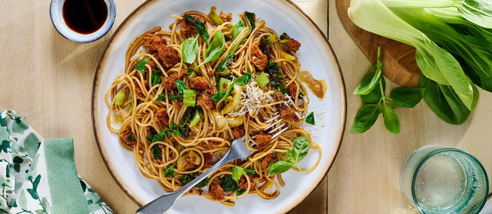 Stark vegetarisk spagetti