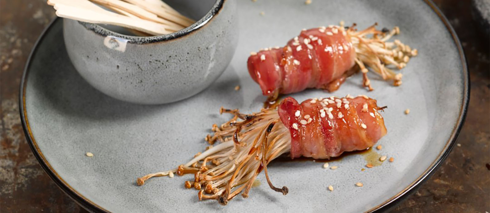 Enoki-bacon-wraps